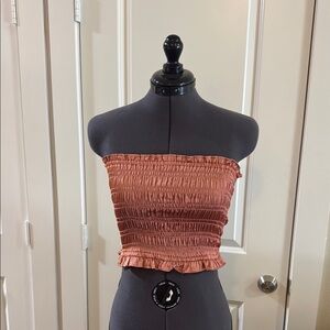 Women's Strapless Ruched Top - Pink